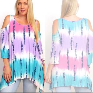 Tie Dye Cold Shoulder Tunic